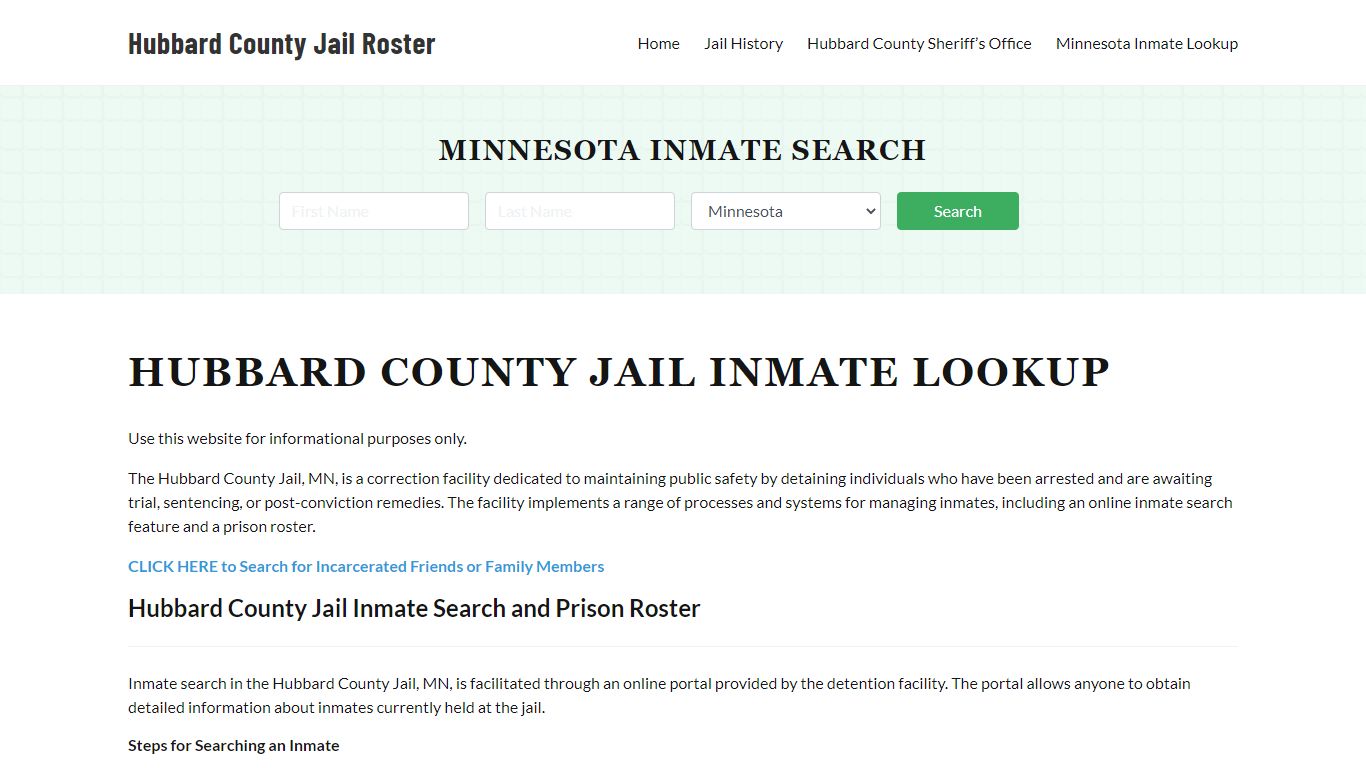 Hubbard County Jail Roster Lookup, MN, Inmate Search